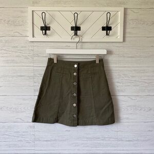 Divided H&M Button Up Skirt Green Sz 2